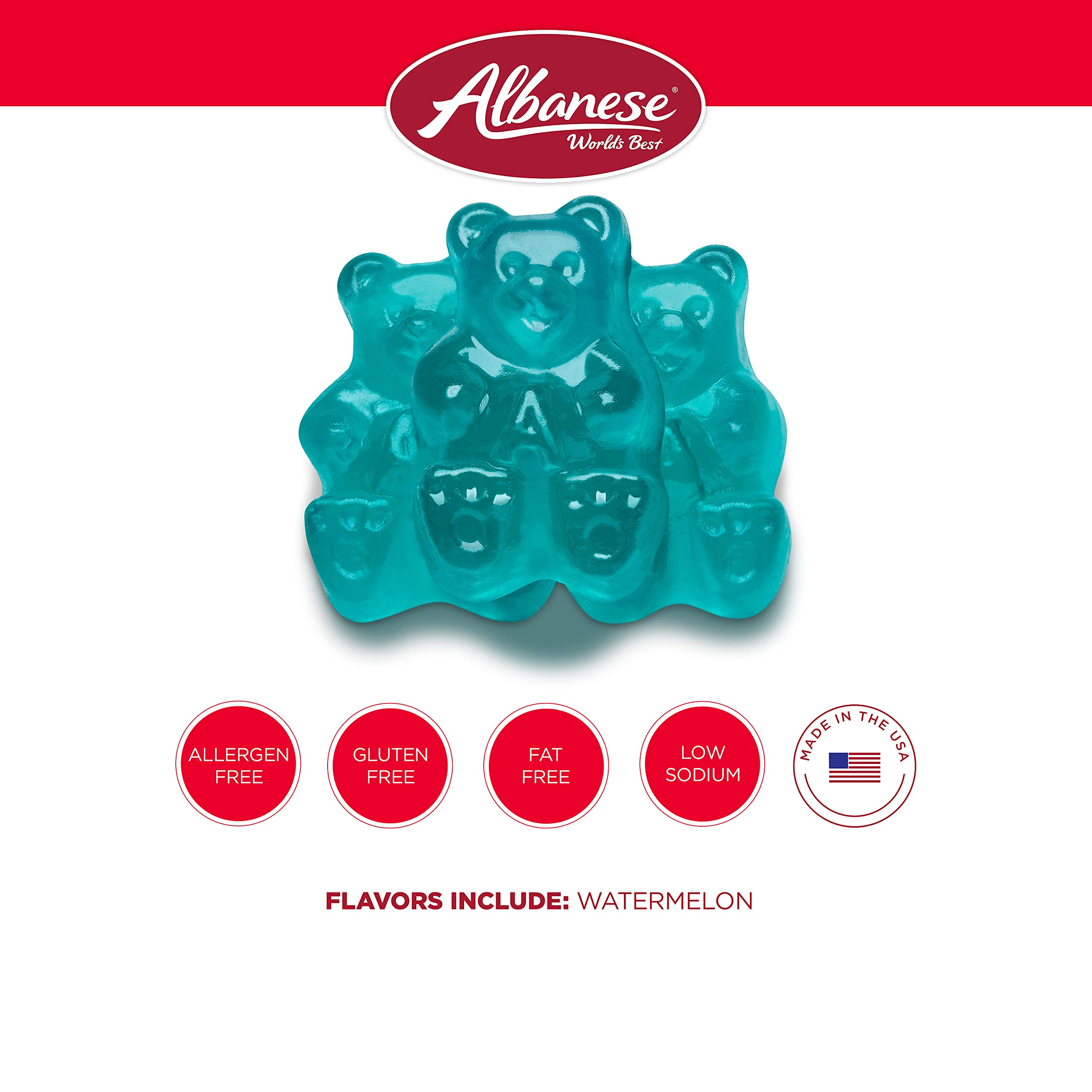 Albanese Watermelon Gummi Bears USA-made candy production line and quality.