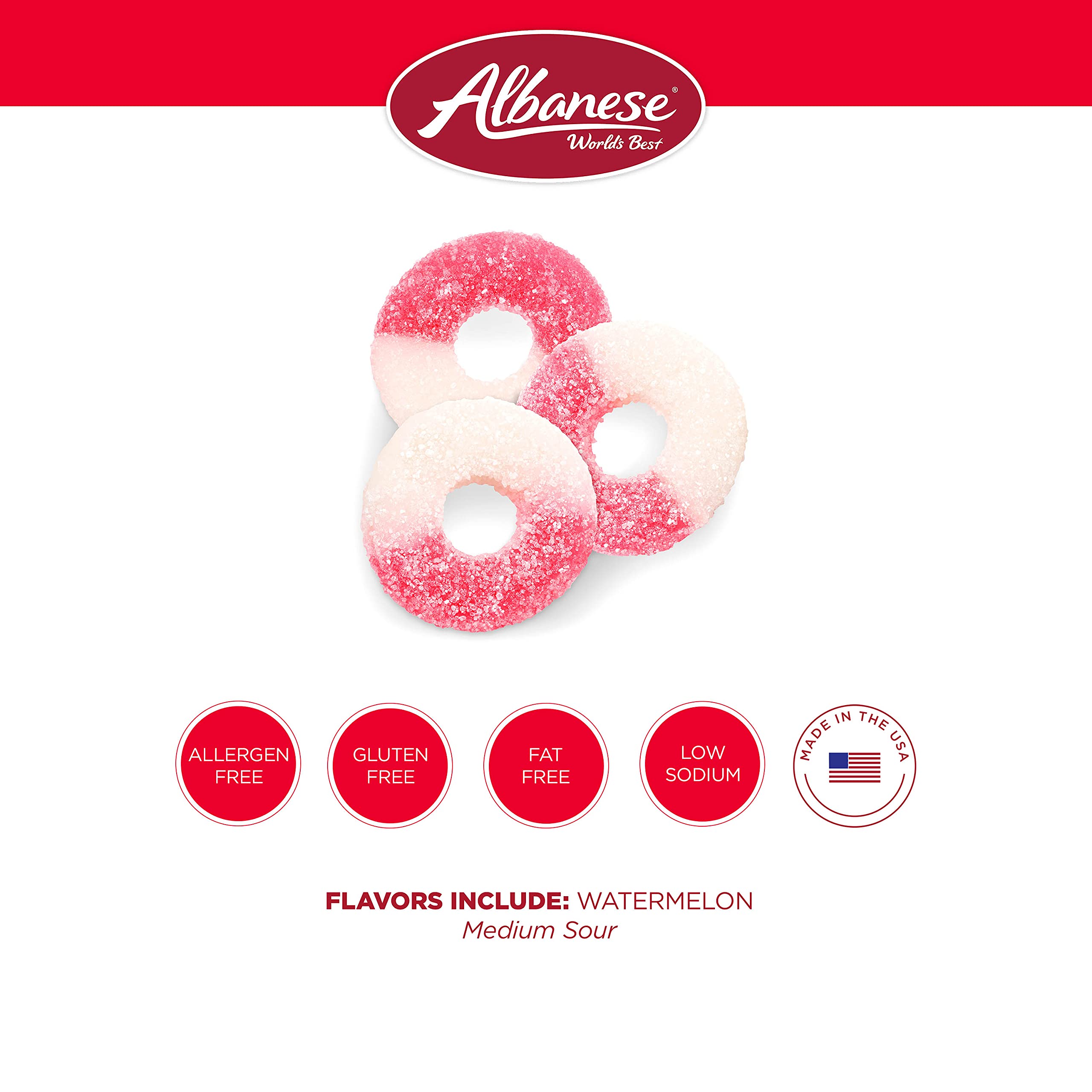 Kids enjoy Albanese Watermelon Rings as a tasty picnic snack