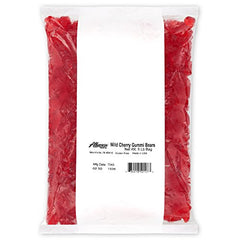 Albanese Wild Cherry Gummi Bears 5lb bears closeup, juicy cherry flavor
