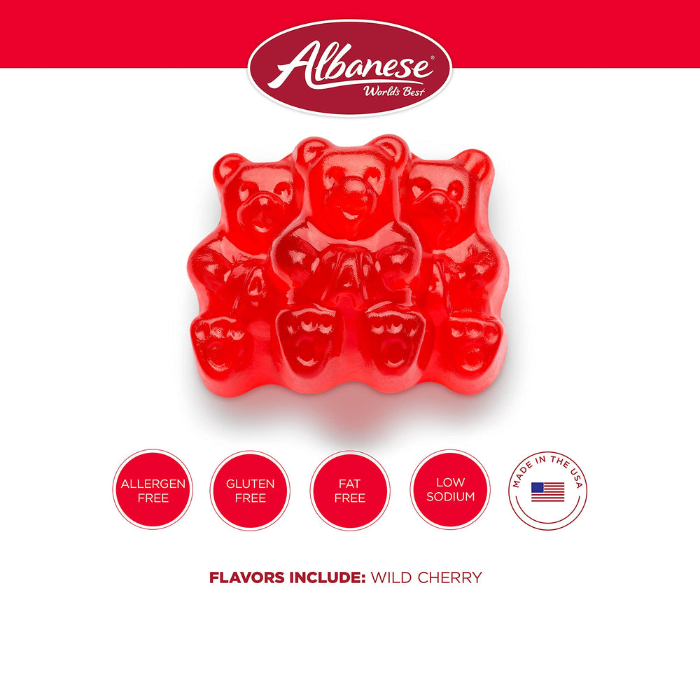 Albanese Wild Cherry Gummi Bears 5lb serving plate, crowd-pleasing snack