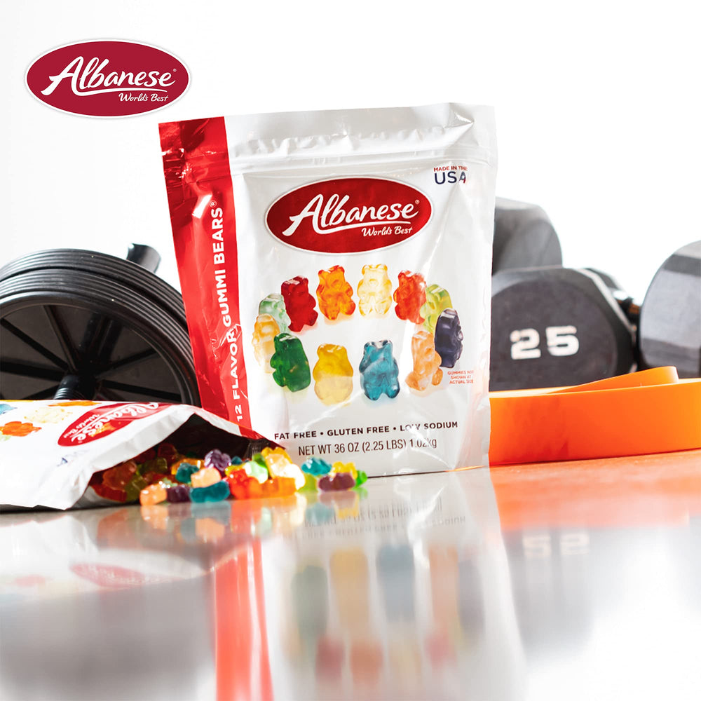 Albanese bears arranged for a party snack bowl.