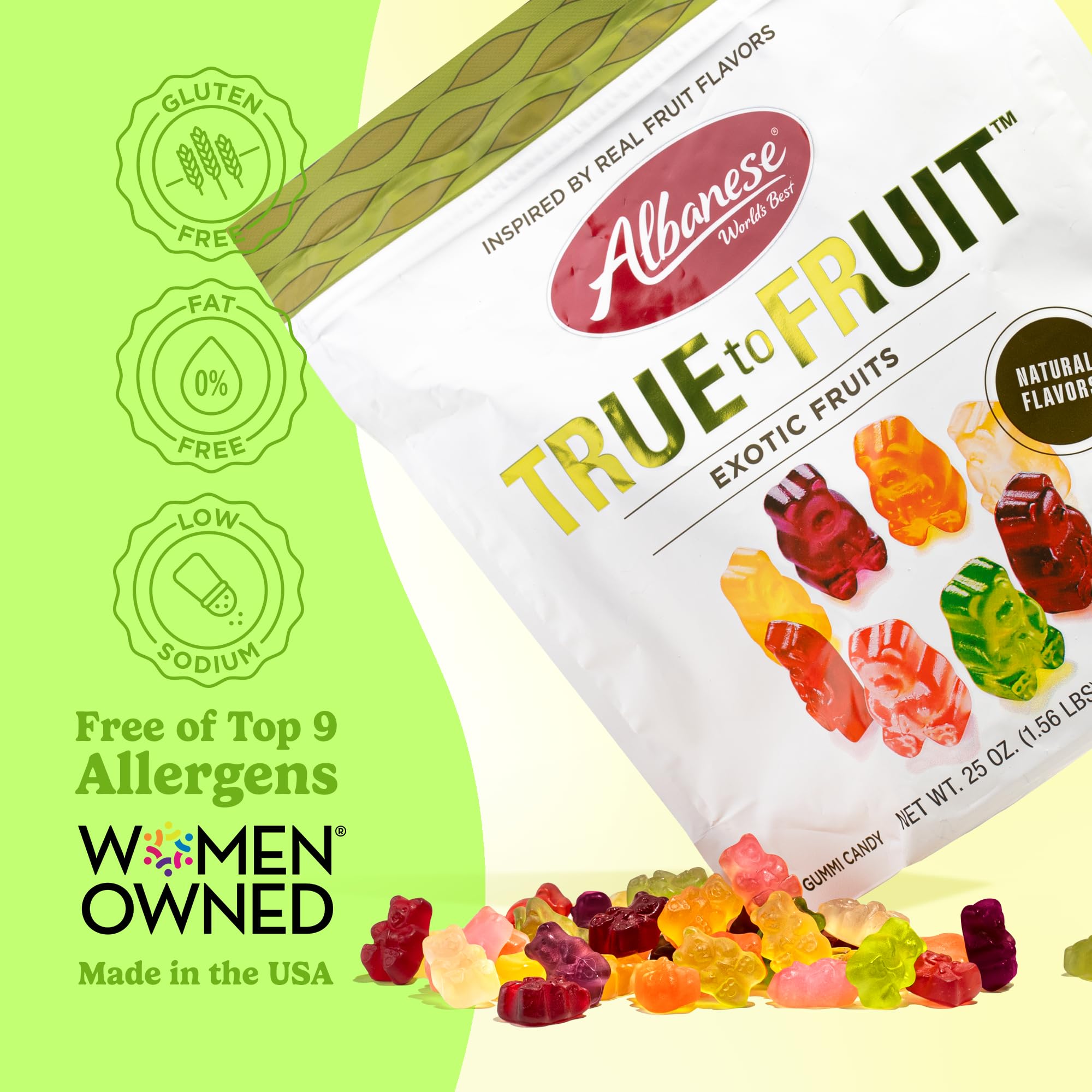 Albanese Blood Orange gummies, citrus zing, great for desserts.