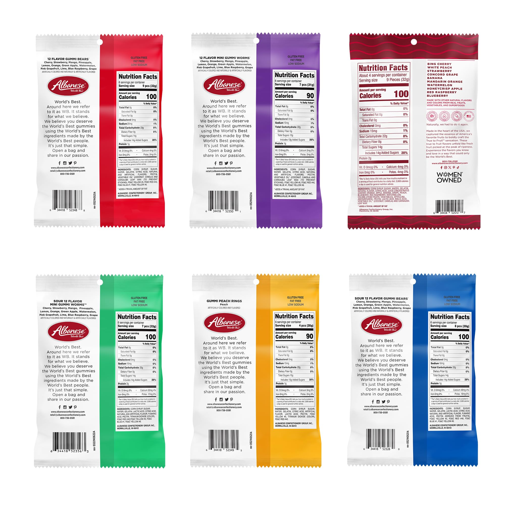 Albanese World’s Best Gummi Variety Pack bears offer bright, fruity flavors in convenient single-serve packs.