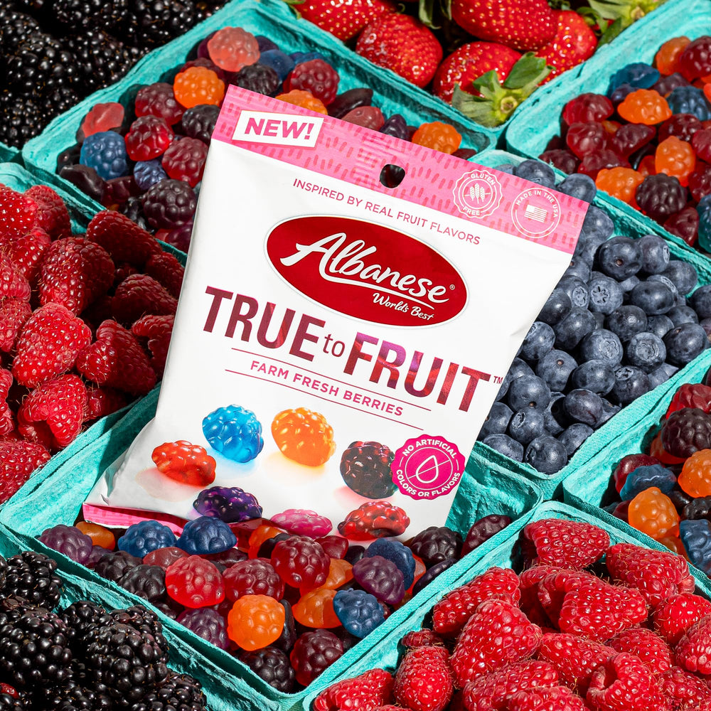 Albanese gummies with resealable packaging to stay fresh.