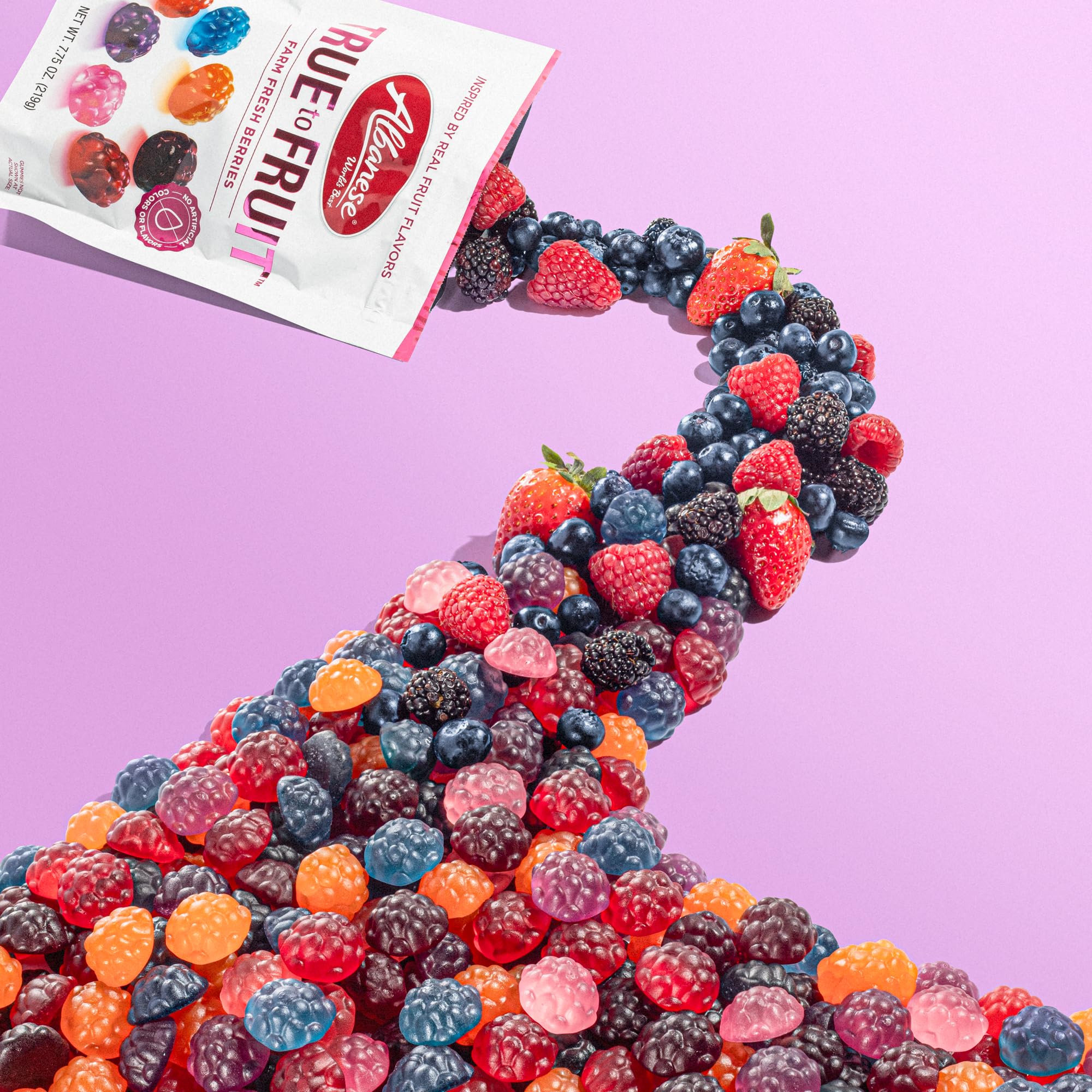 Albanese 7-flavor variety pack, natural colors from real juice.