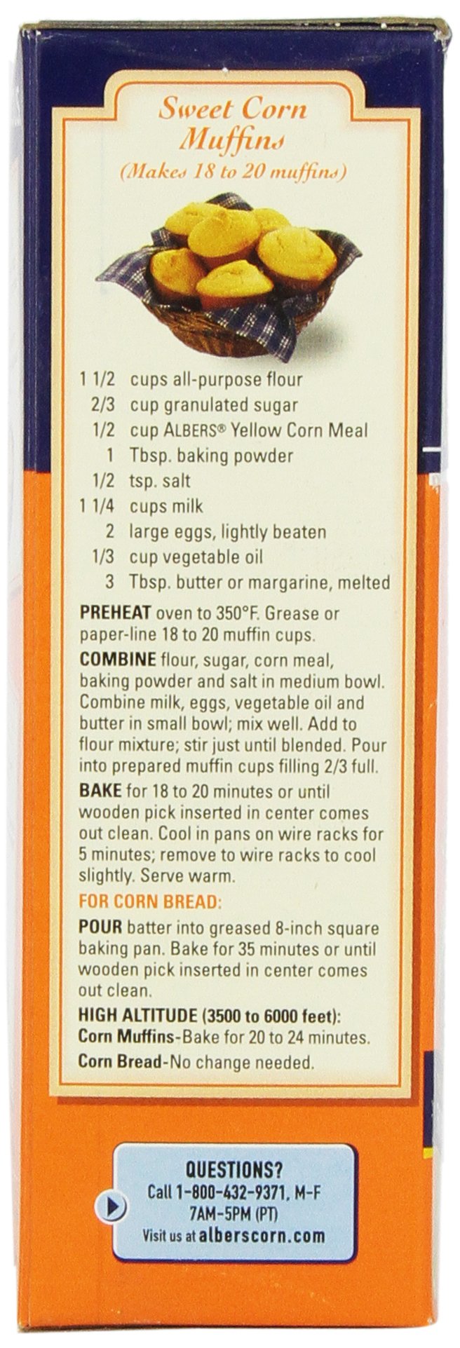 Albers corn bread made with yellow corn meal, showcasing fluffy texture and golden crust