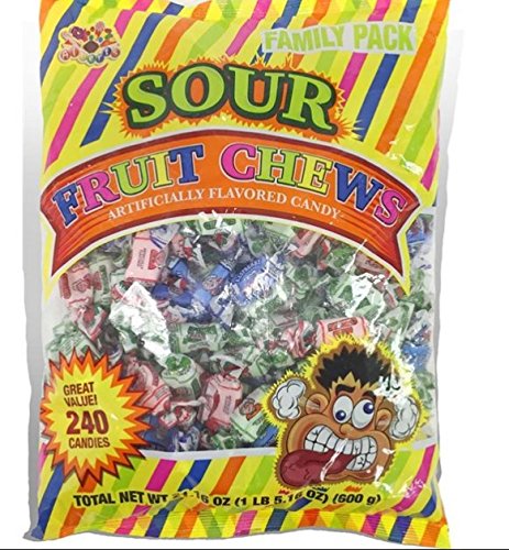 Albert's Sour Fruit Chews front view, convenient on-the-go snack.