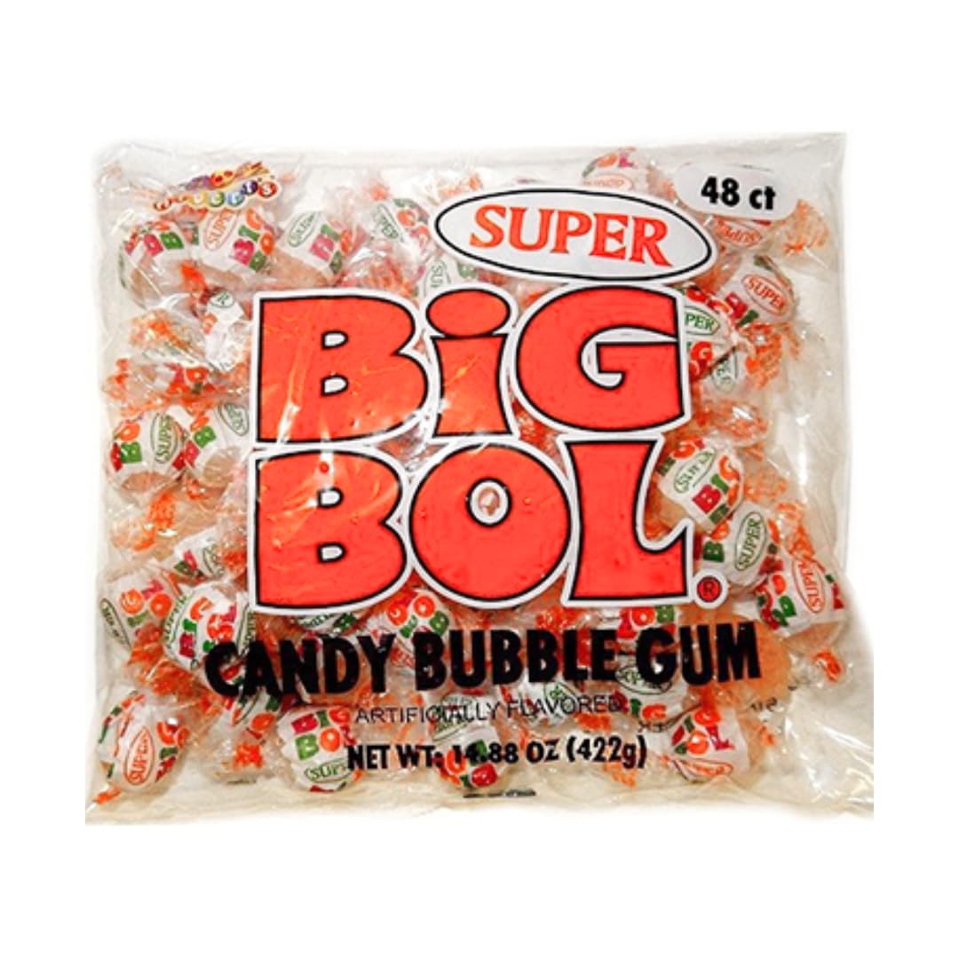 Albert's Super BIG BOL bubblegum with candy coating and chewy center.