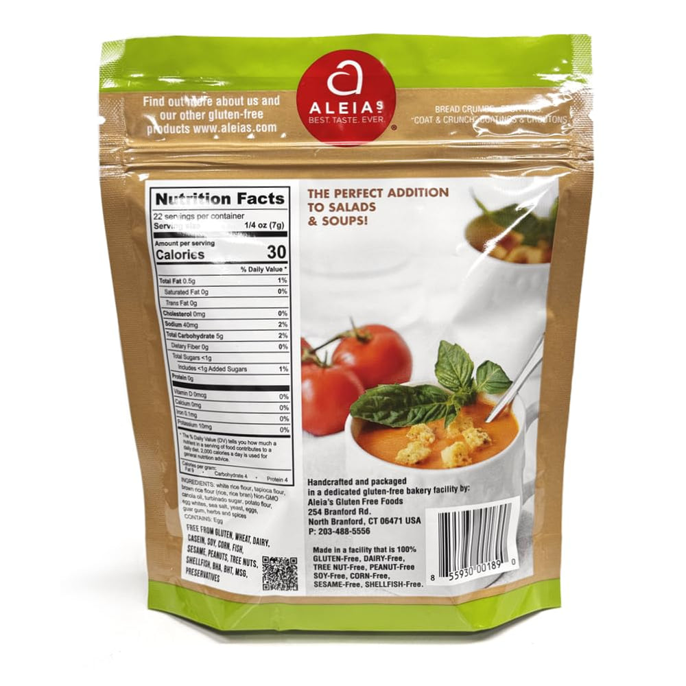 Aleia's Best gluten-free croutons sprinkled on a fresh salad for savory crunch.