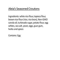 Close-up of Aleia's croutons showing herb-seasoned, light, crunchy texture.