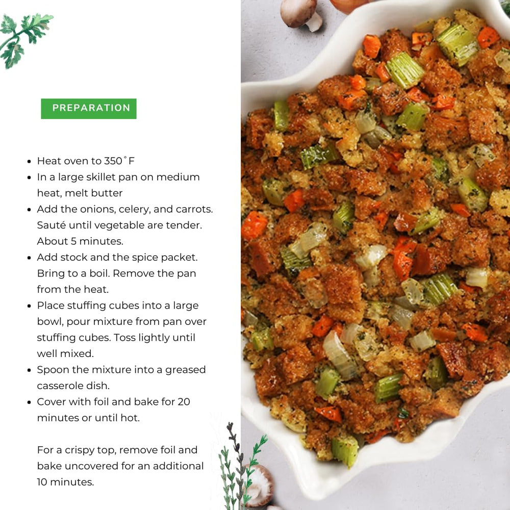 Stuffing baking to a golden, aromatic side dish.