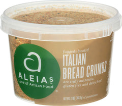 ALEIAS BEST. TASTE. EVER. gluten-free breadcrumbs pack for versatile crusts.