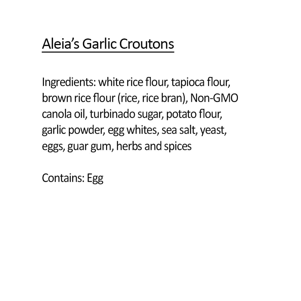 Aleia’s croutons bag on kitchen counter with gluten-free and dairy-free labels