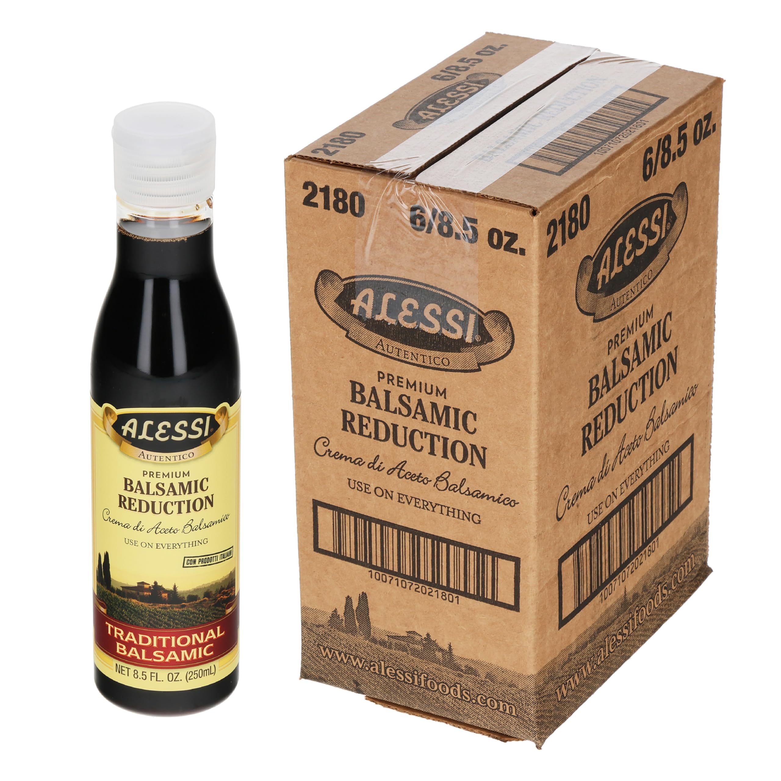 Alessi Autentico balsamic reduction over Caprese salad for vibrant flavor.