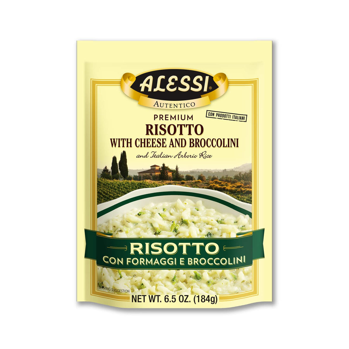 Alessi Autentico broccoli-cheese risotto close-up with creamy texture.