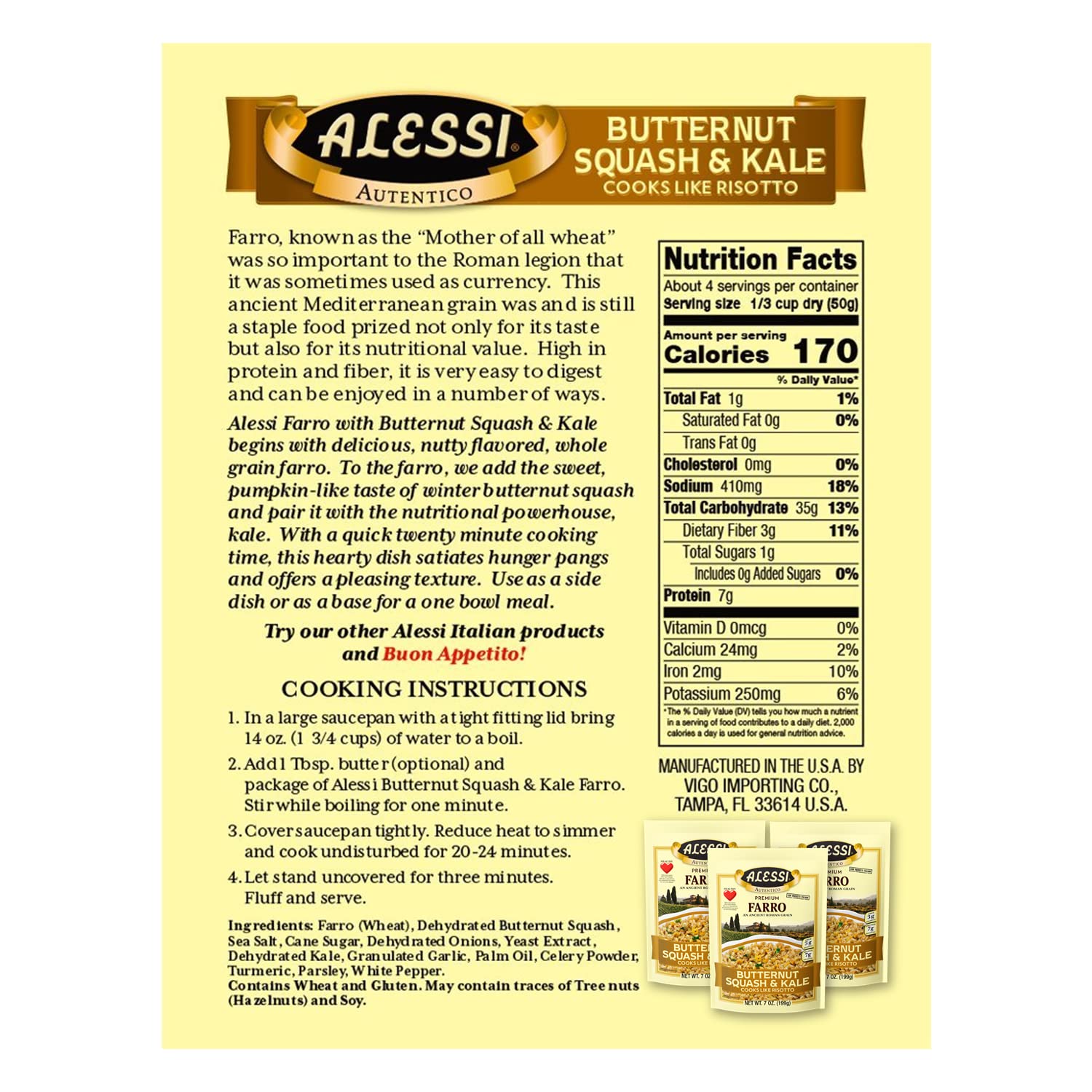 Alessi Autentico farro close-up aroma emphasizes nutty flavor