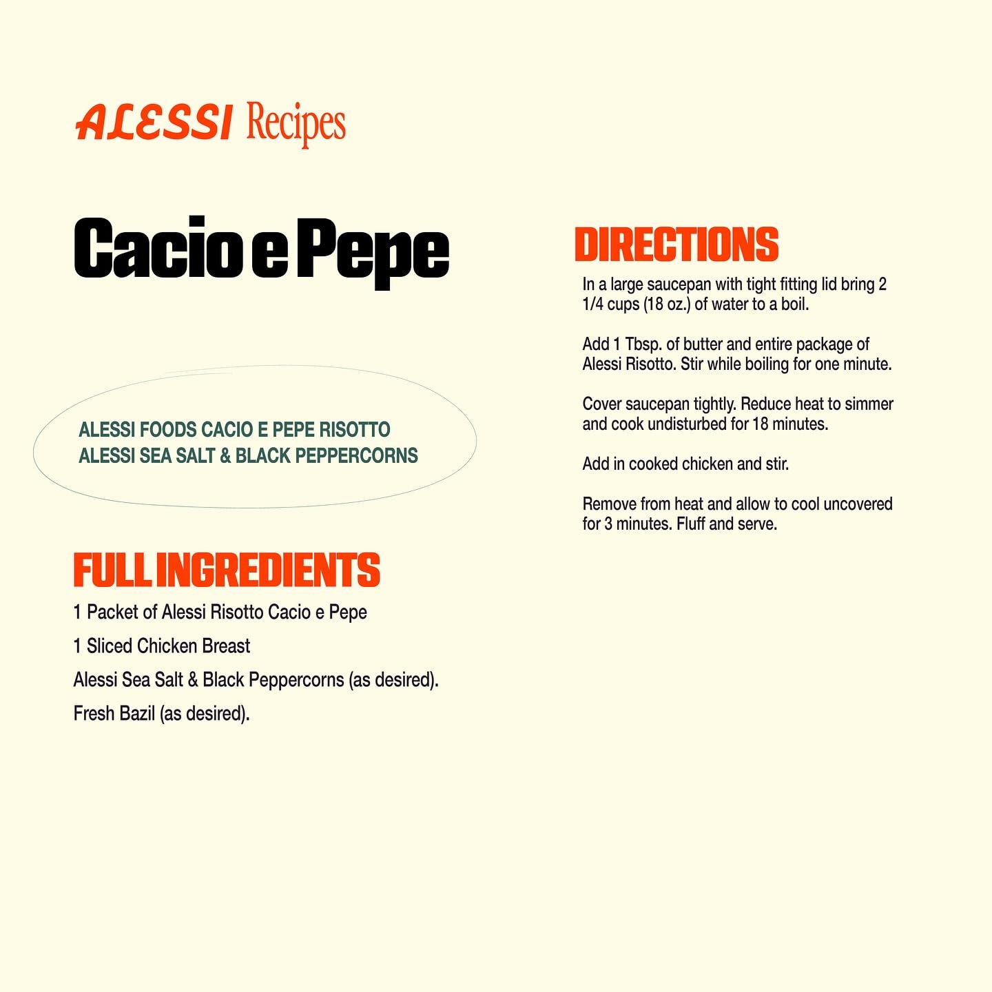 Alessi Autentico Italian rice and flavors image emphasizes authentic ingredients and convenience.