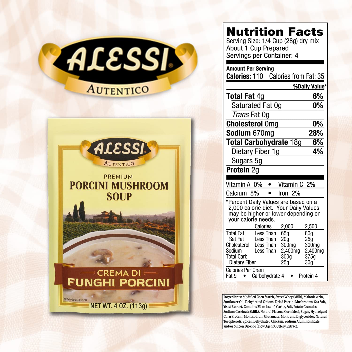 Alessi Autentico premium soup mix with porcini mushrooms for cozy dinners.