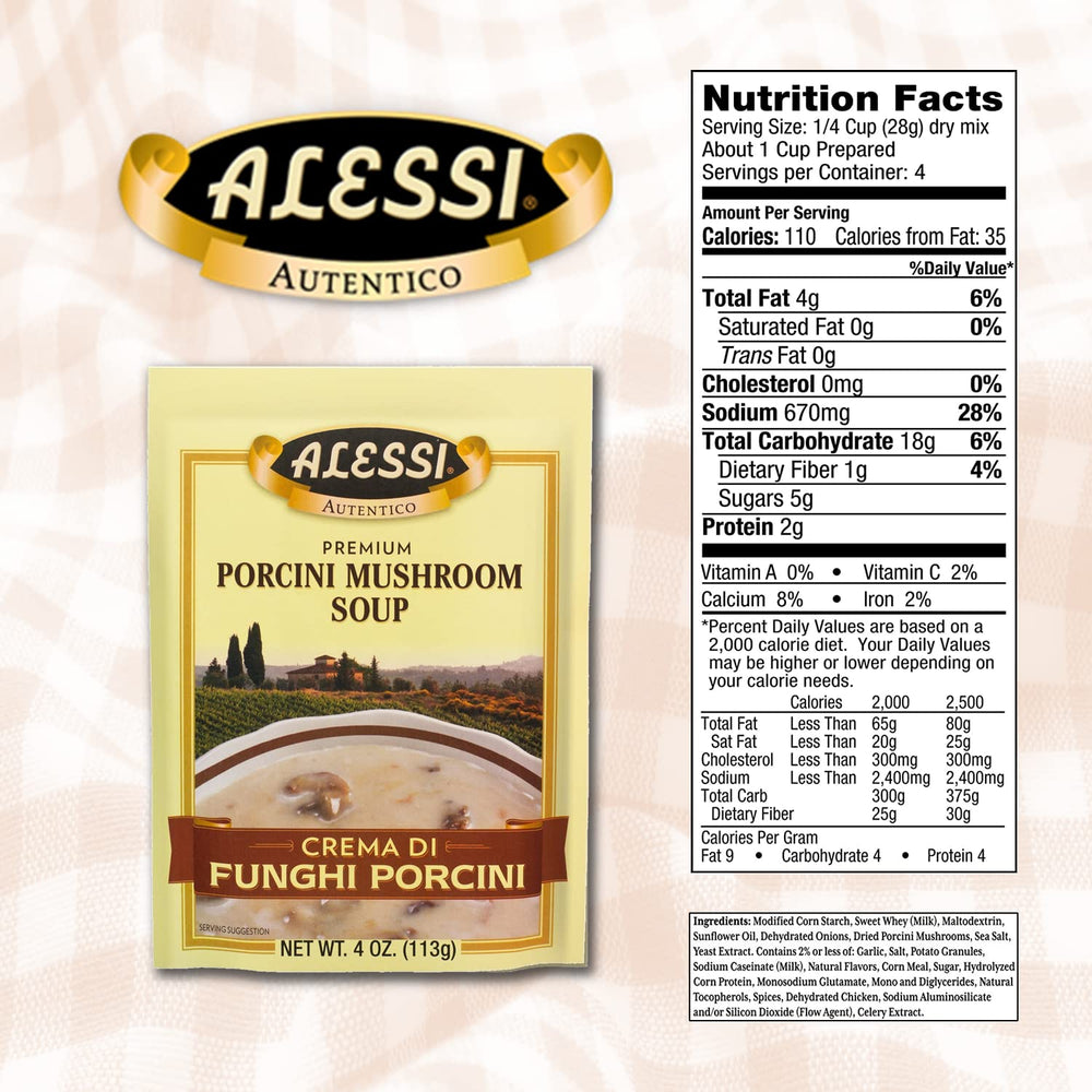 Alessi Autentico premium soup mix with porcini mushrooms for cozy dinners.