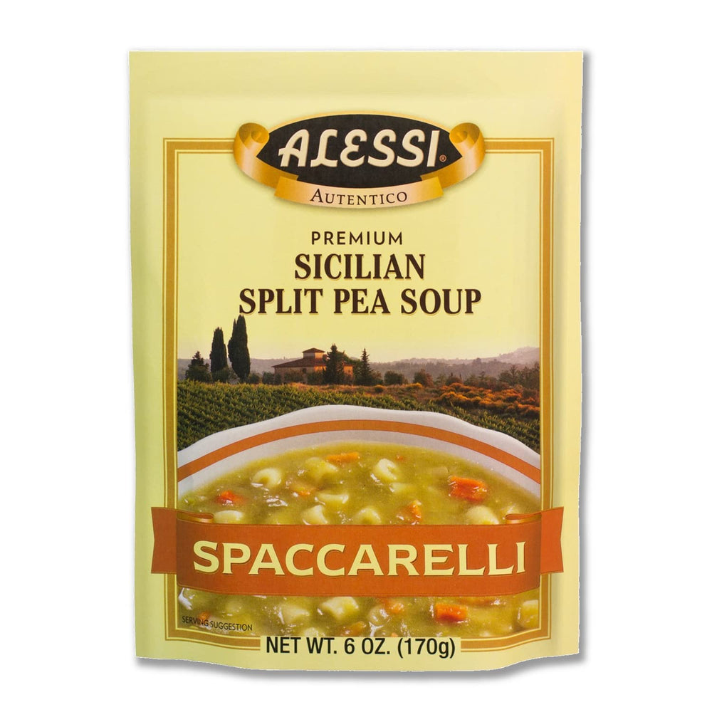 Alessi Autentico Premium Soups Sicilian Split Pea bowl offers cozy flavor for weeknight dinners.