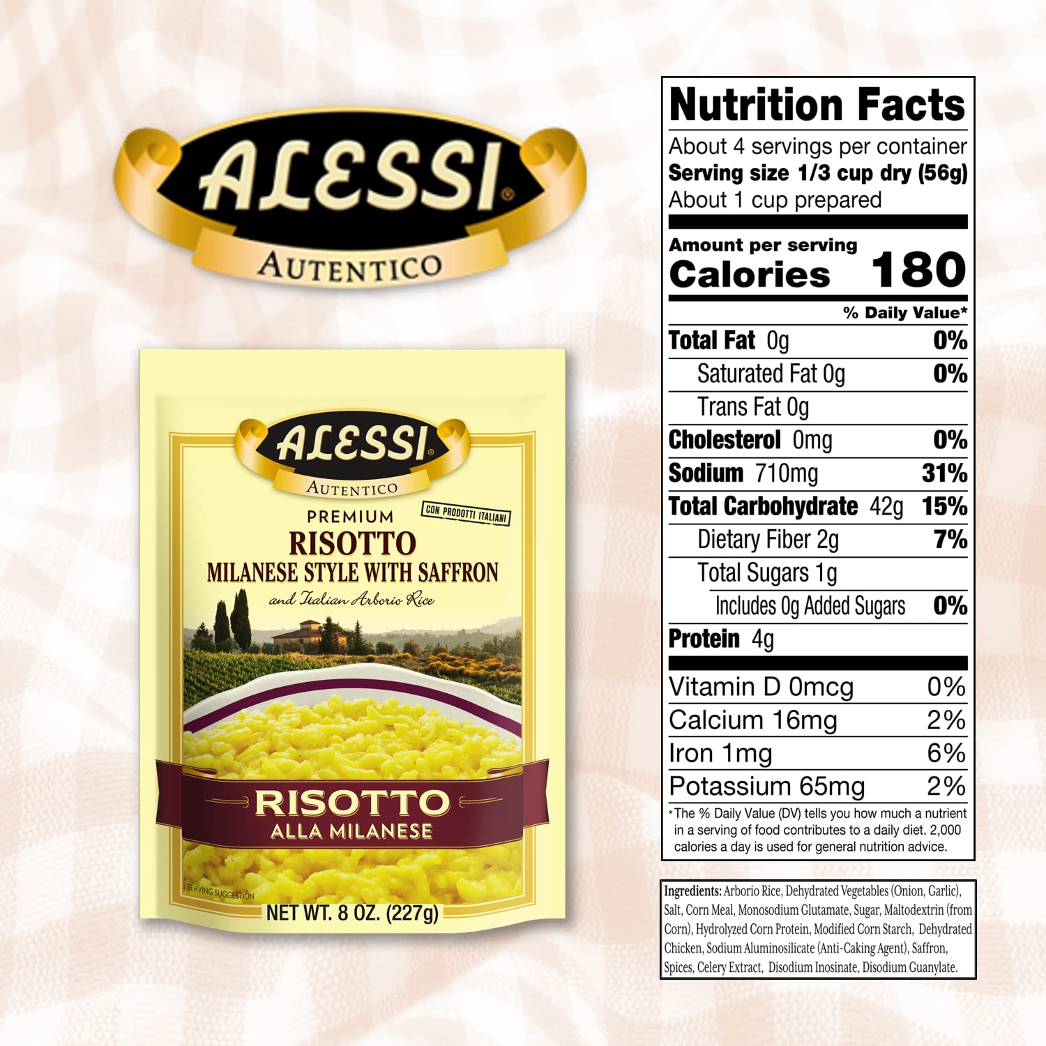 Alessi Autentico Arborio risotto close-up shows premium grains for creamy results.