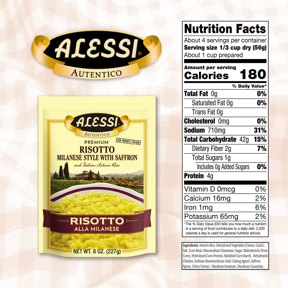 Alessi Autentico Arborio risotto close-up shows premium grains for creamy results.