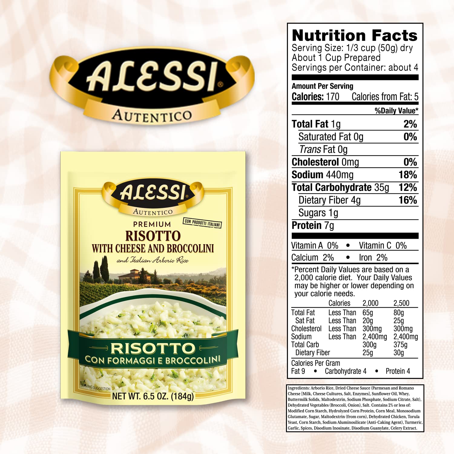 Alessi Autentico risotto six-pack packaging for convenient meals.