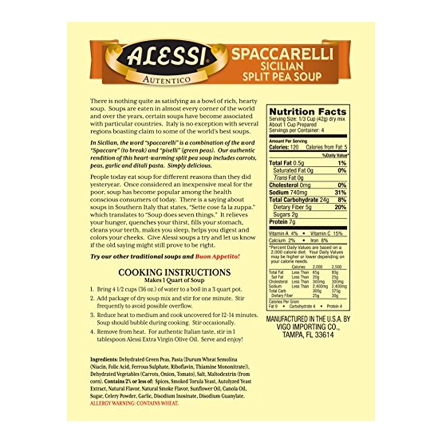 Alessi Autentico Sicilian Split Pea vegetables close-up shows wholesome ingredients.