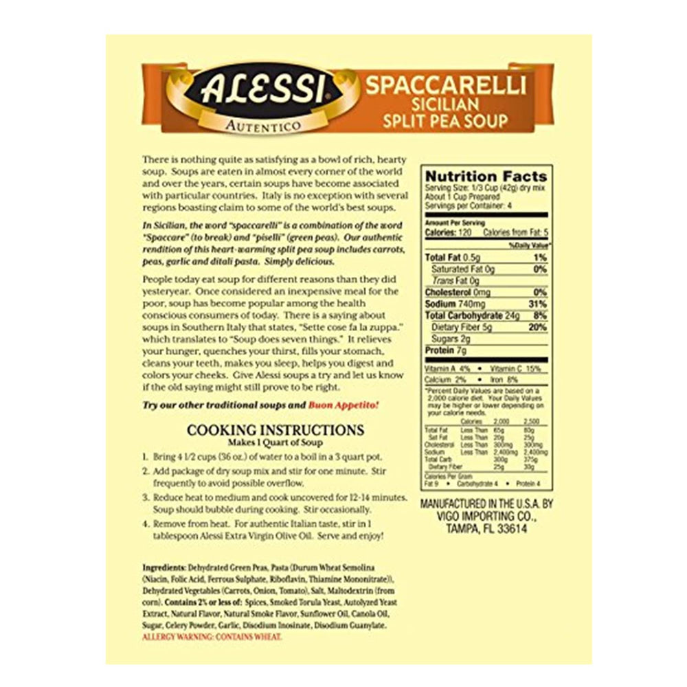 Alessi Autentico Sicilian Split Pea vegetables close-up shows wholesome ingredients.