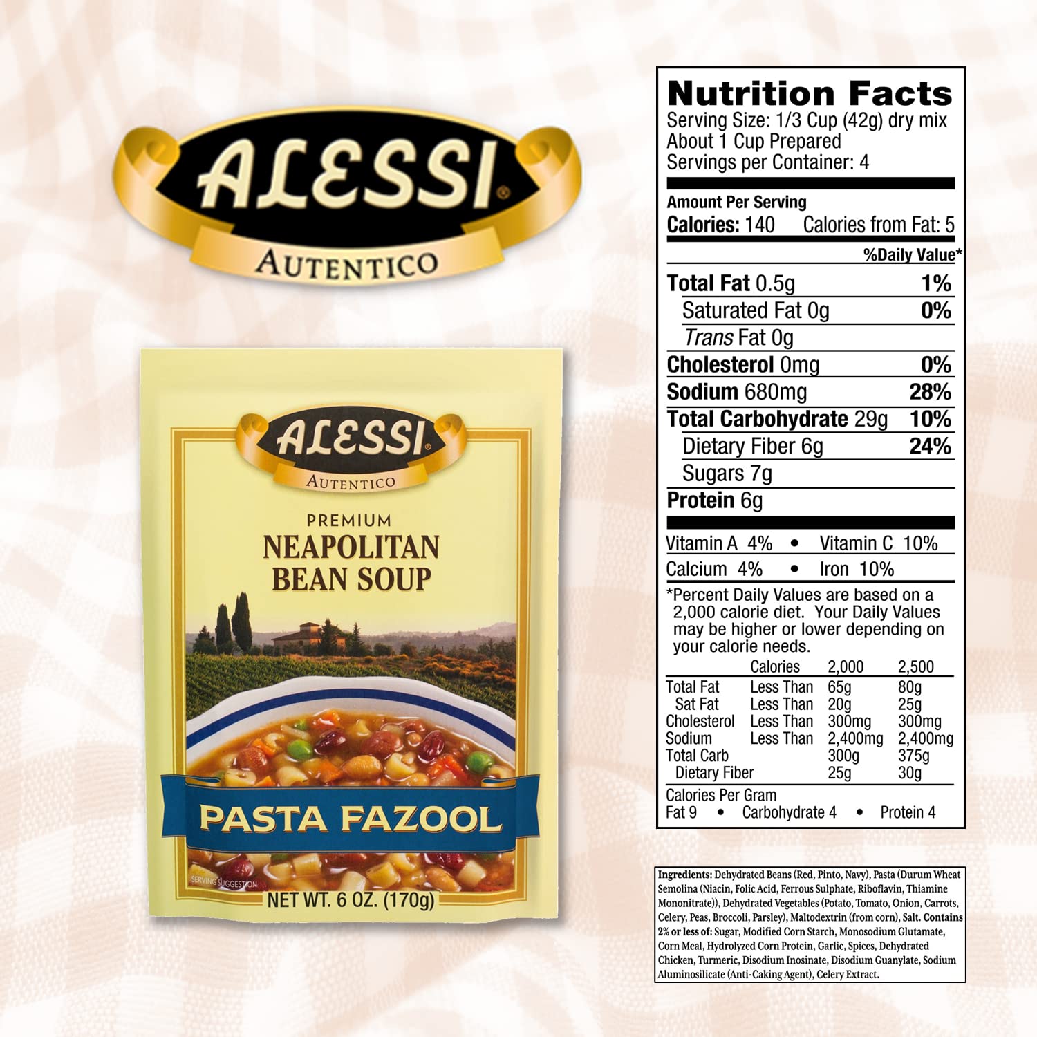 Alessi Autentico Neapolitan Bean soup served steaming, perfect for a cozy dinner.