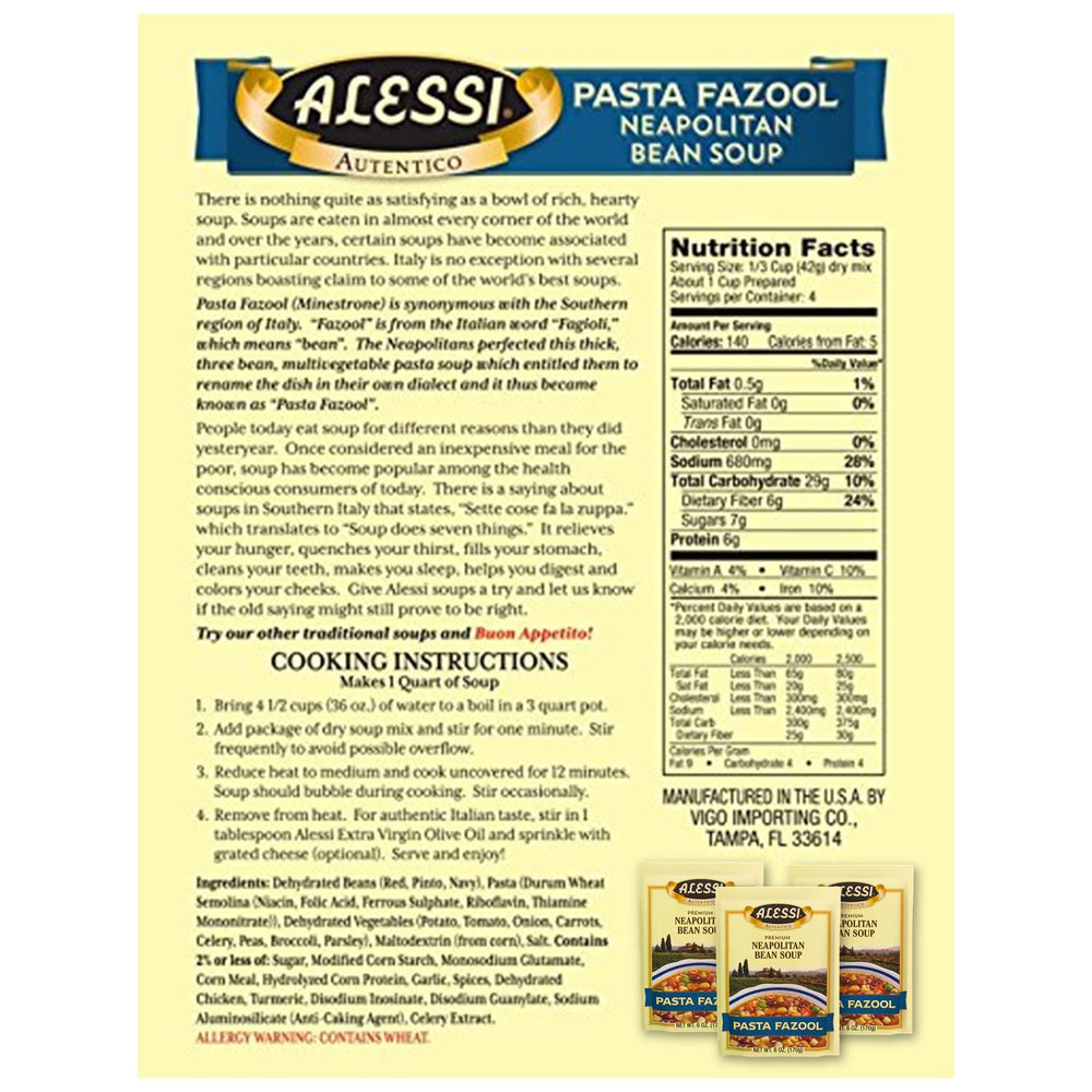 Alessi Autentico soups cans packaging emphasizing authentic Italian flavors.