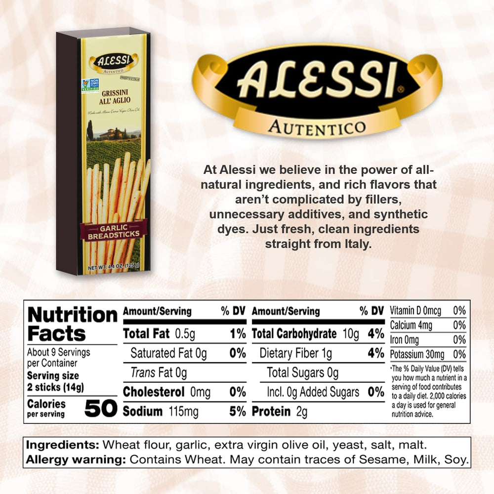 Alessi Garlic Bread Sticks crisp detail, ideal for dipping.