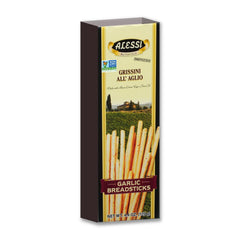 Alessi Garlic Bread Sticks front pack, ready-to-serve with garlic aroma.