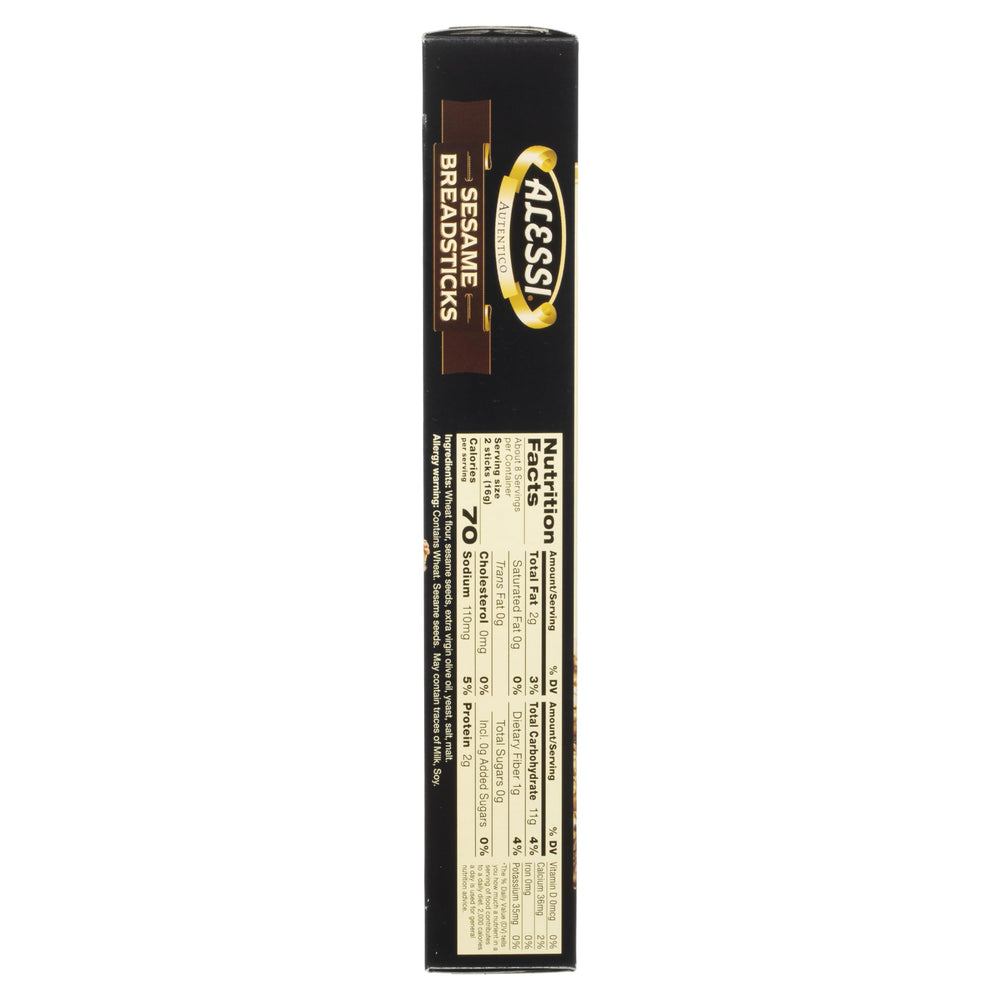 Alessi sesame breadsticks close-up reveals crisp crust and rich aroma.