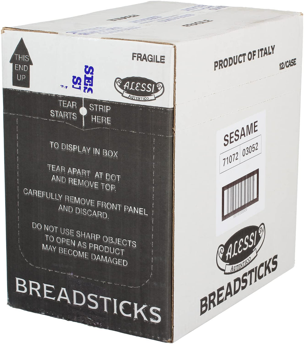 Alessi sesame breadsticks with dipping plate invite sauce pairing and social snacking.