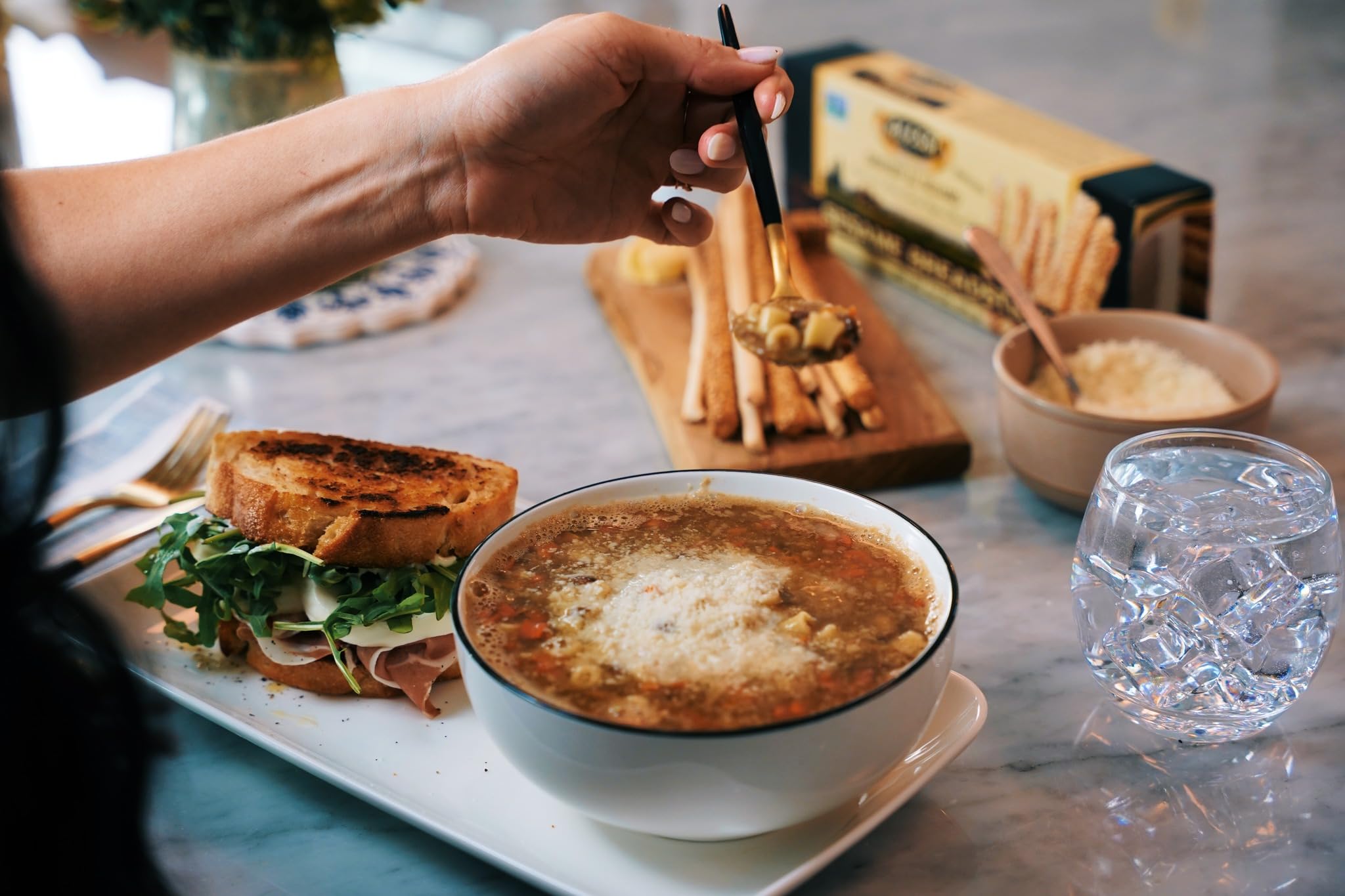 Family dinner with Alessi Sicilian lentil soup, warm and satisfying.