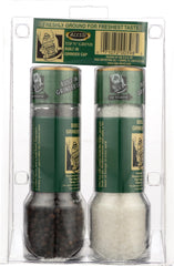 Alessi salt and pepper grinders, side view, compact and ergonomic for everyday use.