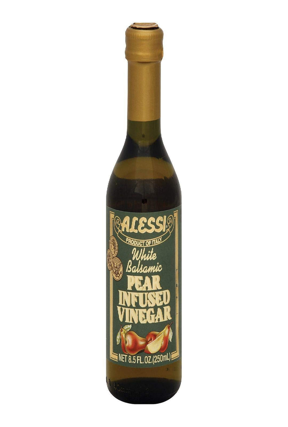 Alessi Pear White Balsamic Vinegar pour, enhances sauces with a sweet-tart pear note.