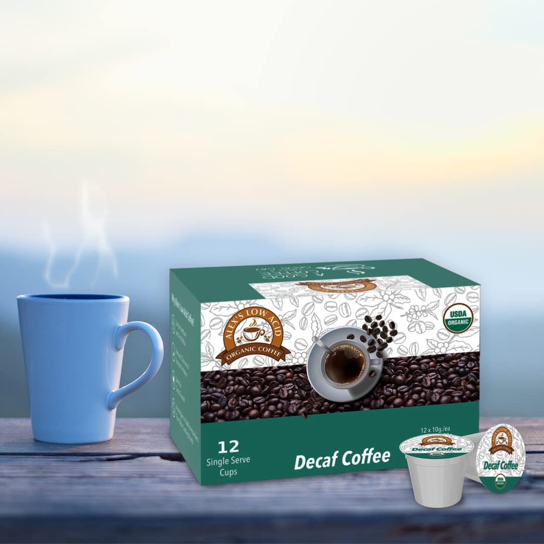 Morning ritual with Alex's Low Acid Organic Coffee supports gentle, flavorful start.
