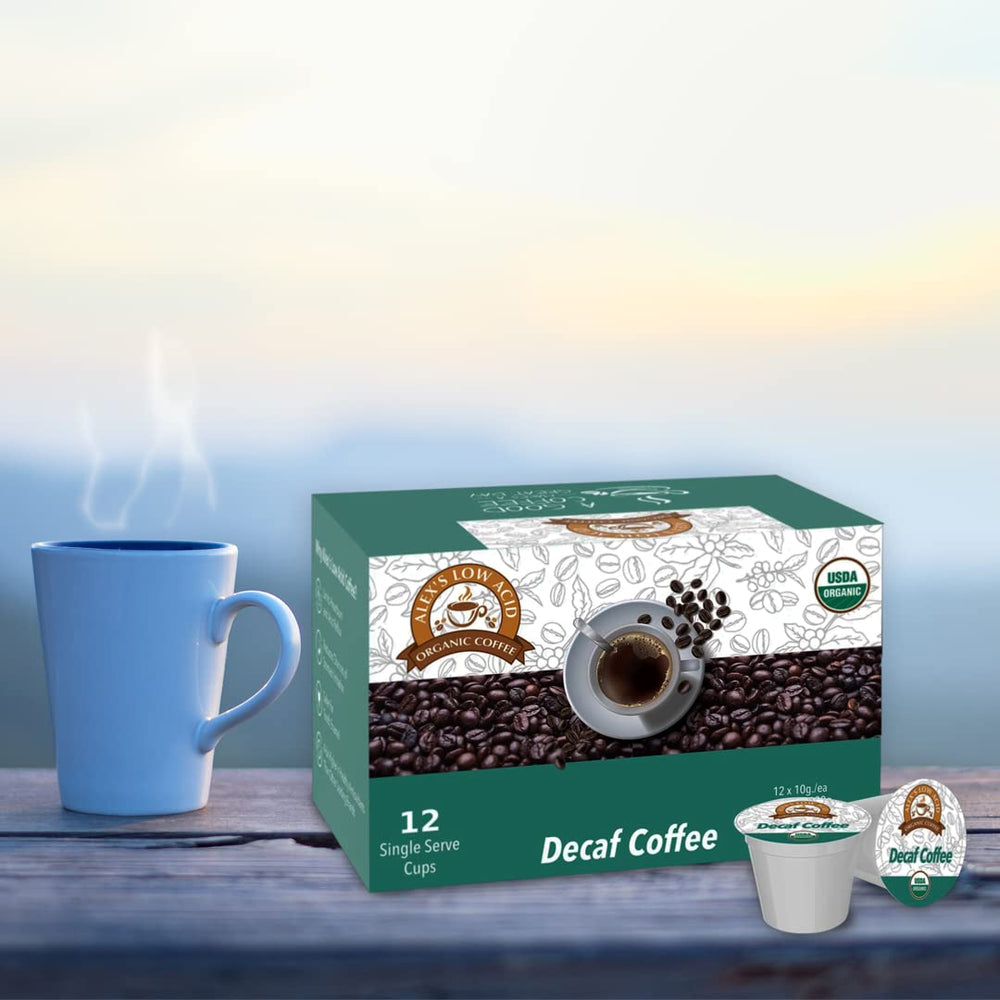 Morning ritual with Alex's Low Acid Organic Coffee supports gentle, flavorful start.