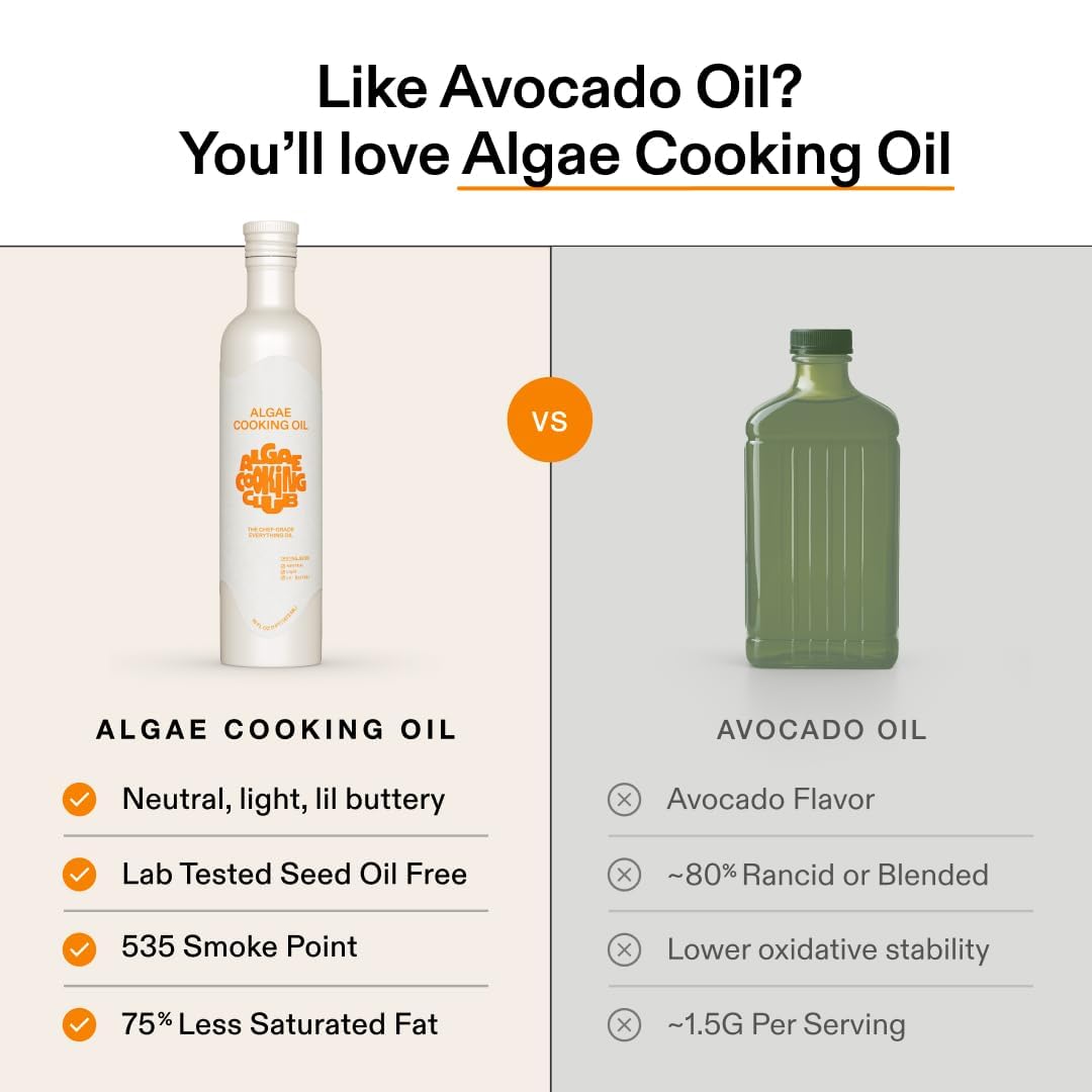Algae Cooking Club label closeup confirms third-party testing and high culinary standards.