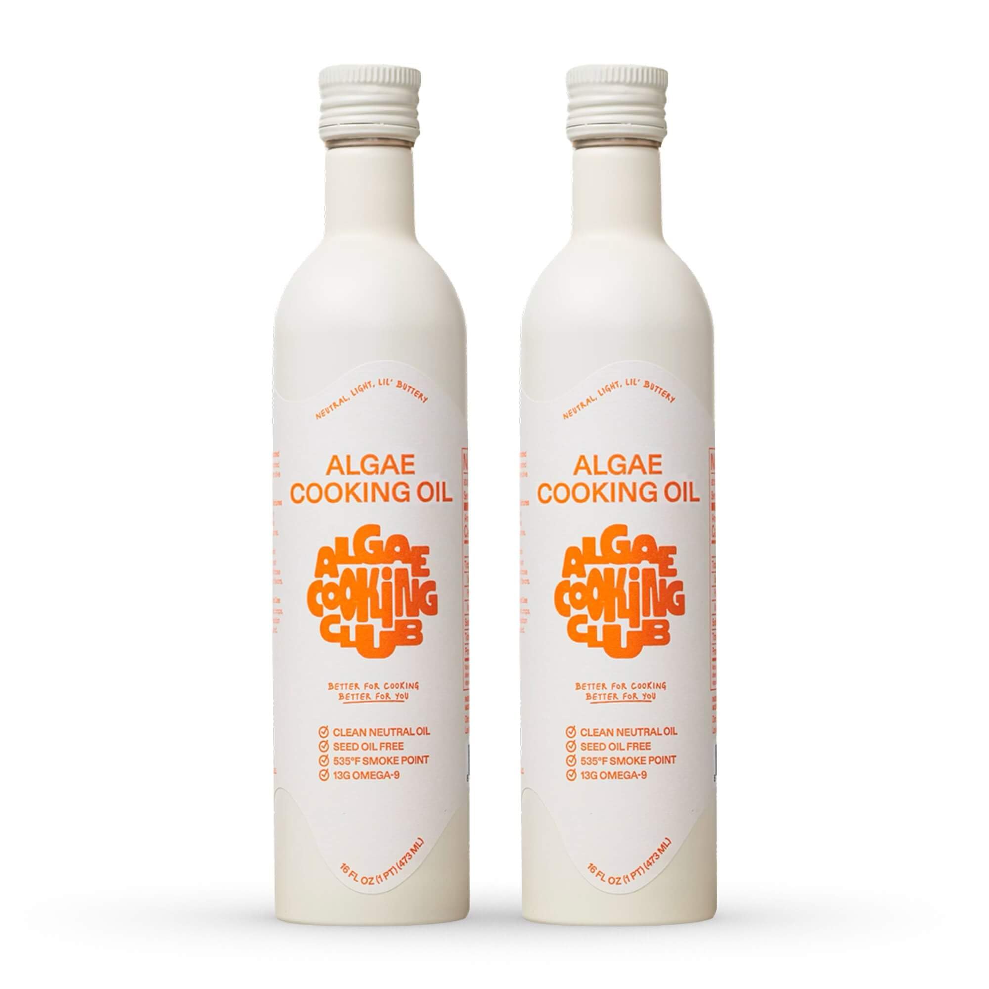 Algae Cooking Club chef-grade algae oil bottle front, ideal for searing and baking.