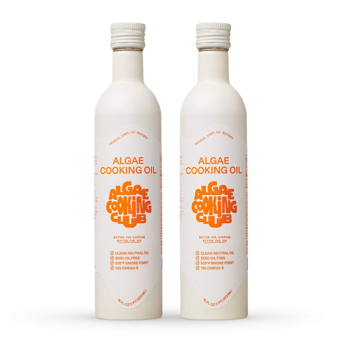 Algae Cooking Club chef-grade algae oil bottle front, ideal for searing and baking.