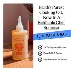 Packaging image shows two 7oz squeeze bottles ready for home kitchen use