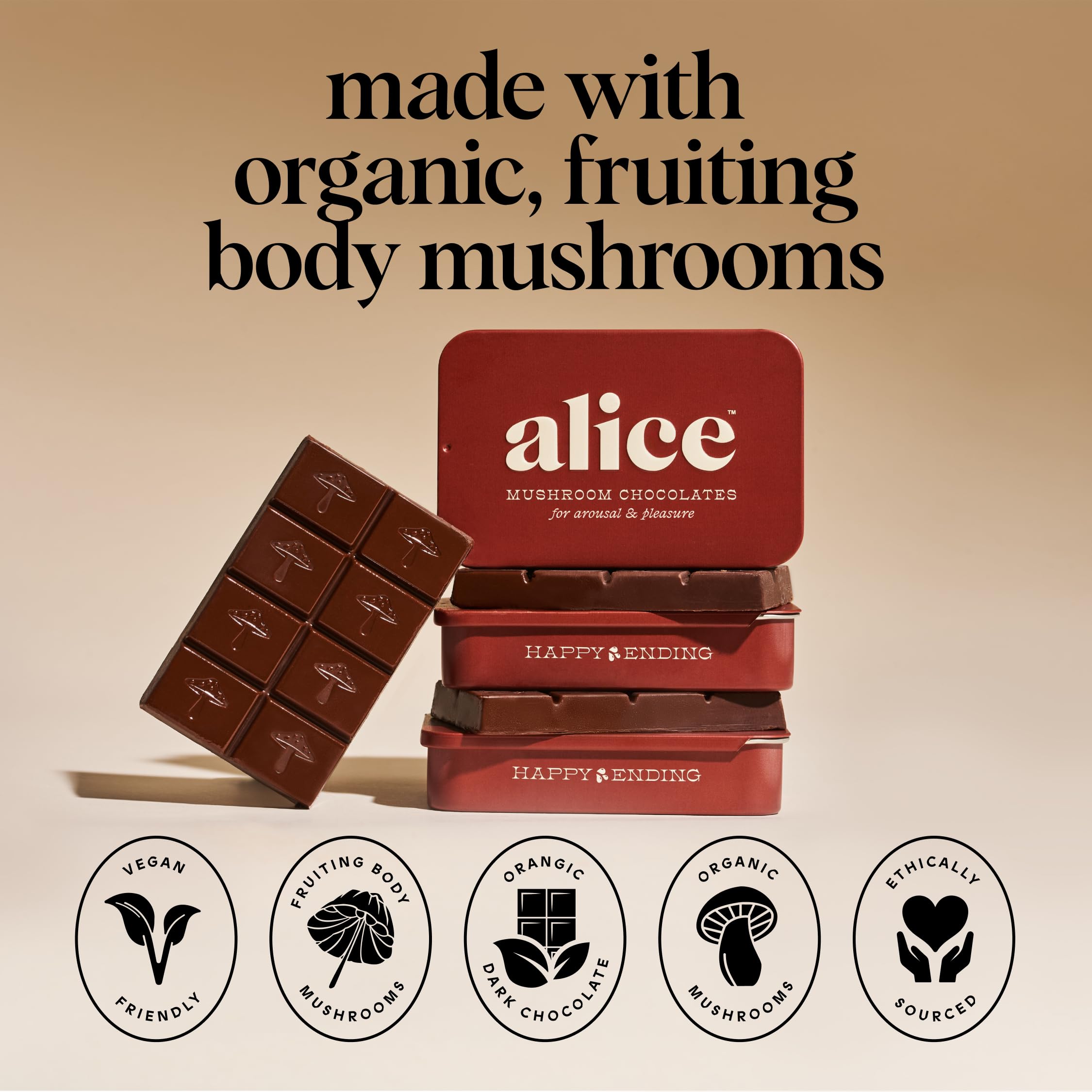 Alice Happy Ending packaging suggests giftable mood enhancement.