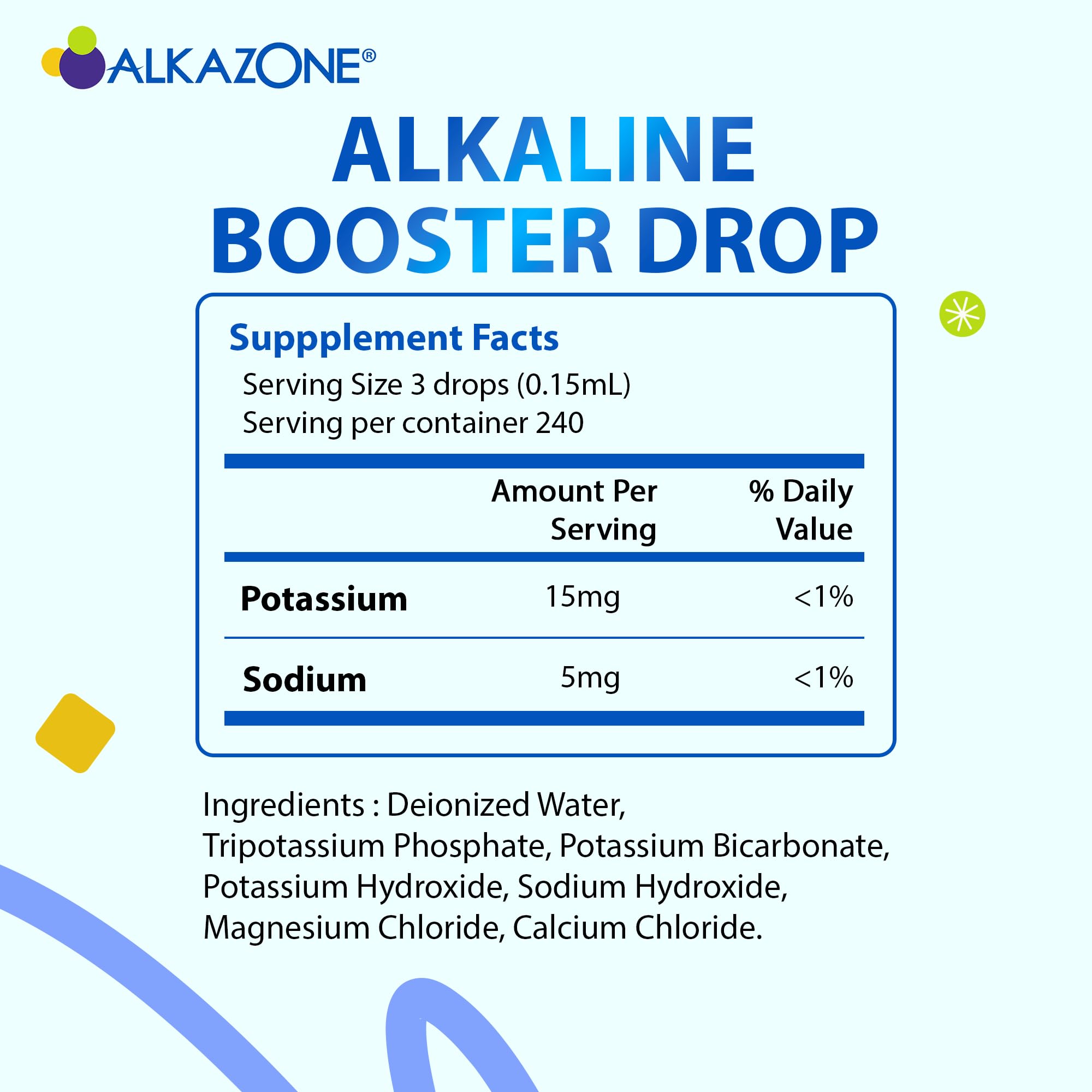 Colorless Alkazone drops blend without changing the beverage taste