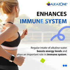 Glass of water shown with Alkazone for clear alkaline conversion