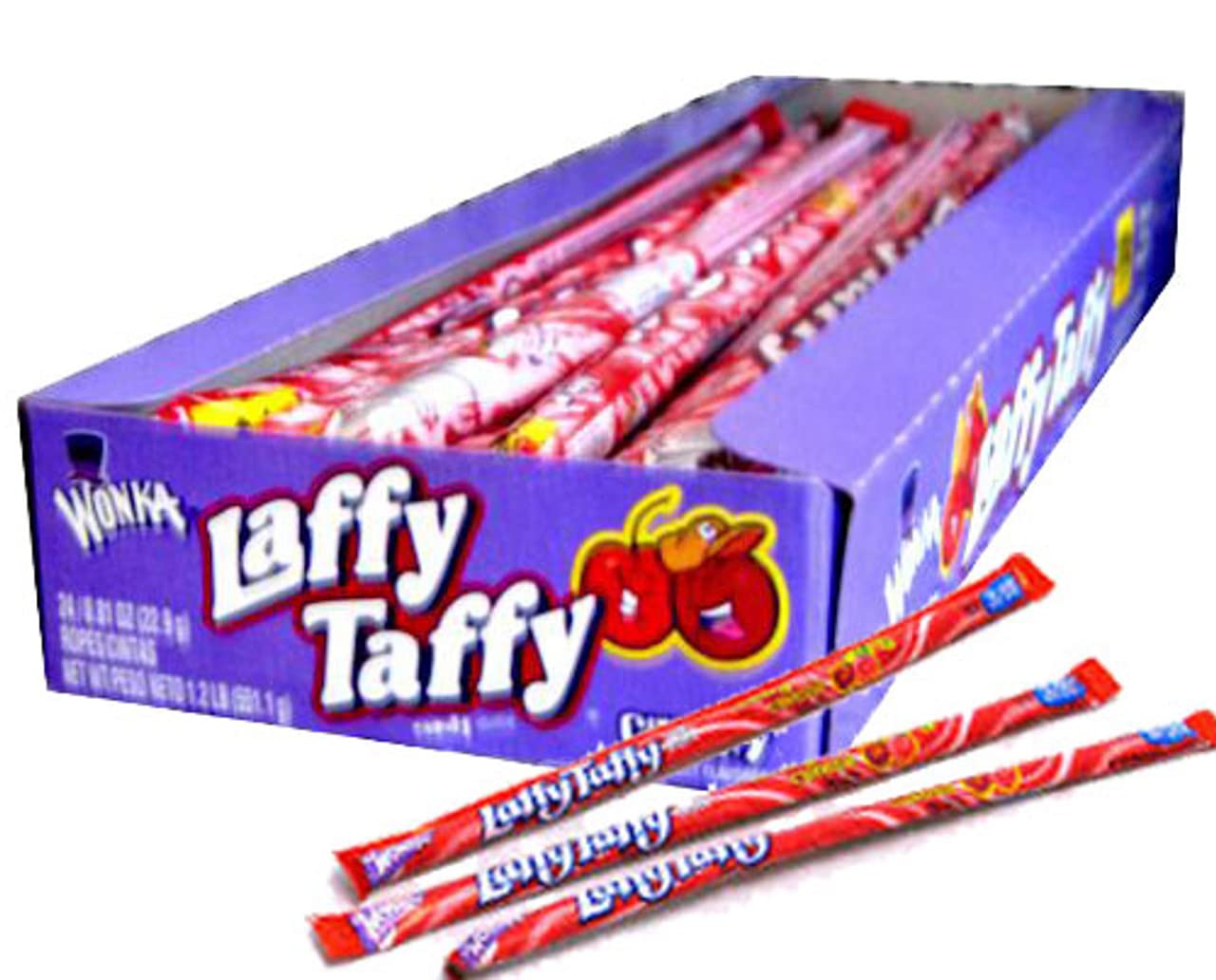 All City Candy Laffy Taffy Rope Cherry, case of 24, chewy cherry snack for on-the-go energy