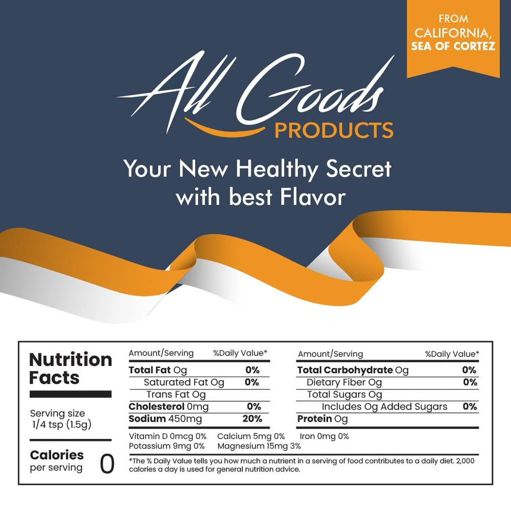 All Goods Mineral Sea Salt contains 90+ minerals to deepen flavor complexity