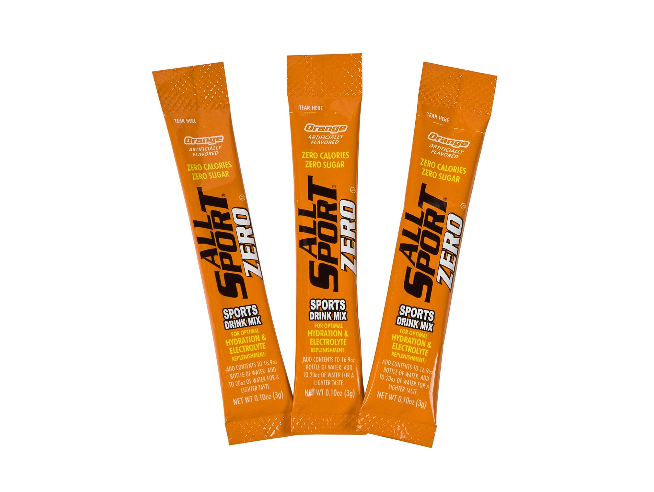 All Sport orange flavor hydration sticks offer refreshing, sugar-free hydration.